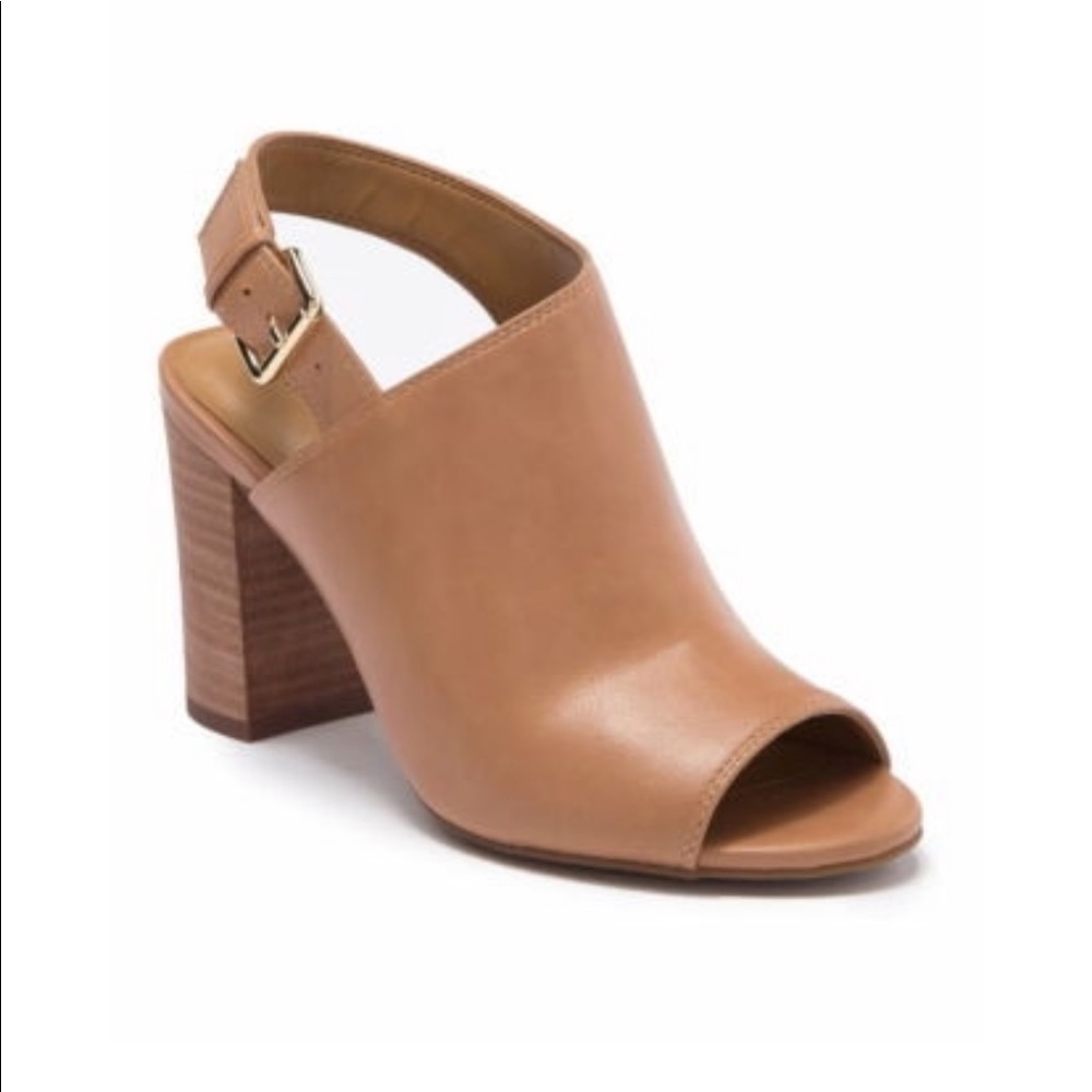 14th & Union | Asher Block Heel Tan Peep Toe Sandals Size 10